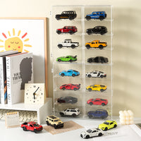 Diecast Car Model Display Case with 8 Compartments for 1:32 and 1:64 Scale Vehicles