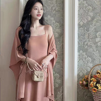 Korean Style Knit Shawl Cardigan for Women, Thin Summer Air-Conditioned Room Outerwear Sun Protection Cape