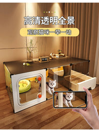 Indoor Cat Cage with Litter Box, Multi-level Cat Condo for Small Cats