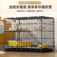 Foldable Indoor Cat Cage with Multi-Tier Platforms and Accessories