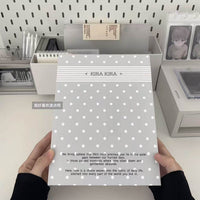 Minimalist Gray White Polka Dot A5 4-Pocket Photo Card Album for K-Pop Photocards & Instax