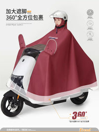 Unisex Electric Scooter Rain Poncho with Hood, Full Body Waterproof Raincoat for Motorcycles and E-bikes