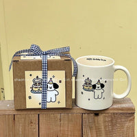 Cute Cartoon Puppy Birthday Cake Mug with Spoon, High Aesthetic Value, Home Gift for Festivals