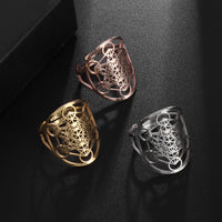 Irish Celtic Knot Hollow Geometric Stainless Steel Open Ring Hexagram Star Finger Ring