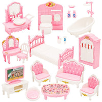 22-Piece 1:12 Scale Dollhouse Miniature Furniture Set for Bedroom, Living Room, Bathroom