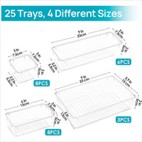 Striped Desktop Drawer Organizer with Dividers for Stationery and Cosmetics