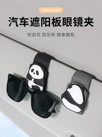 Car Visor Organizer Clip for Sunglasses and Cards - Multifunctional Cartoon Panda/Bear Design