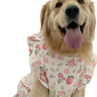 Pet Dog Dress with Floral Pattern and Hat for Medium to Large Breeds