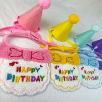 Pet Birthday Hat and Bandana Set, Embroidered Scarf Bib for Cats and Dogs, Party Supplies