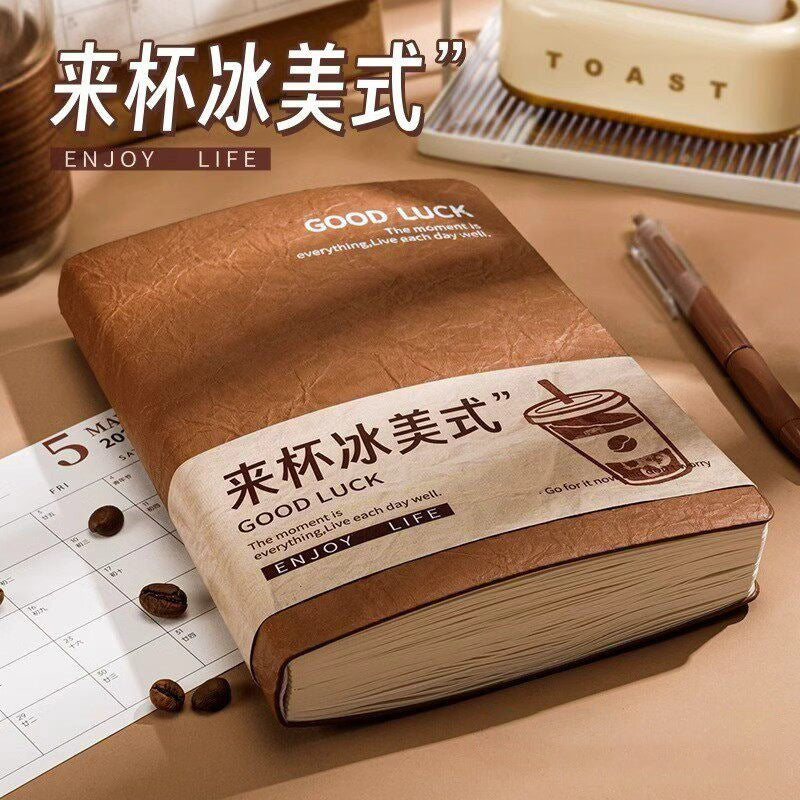 A5 Soft Leather Notebook, 240-Page Thickened Journal for Students and Study