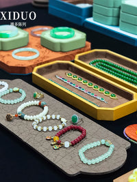 Chinese Style Jewelry Display Stand for Countertop, Jade & Pearl Tray