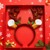 Christmas Antler Headband with Bells for Pets and People, Festive Photo Prop Decoration
