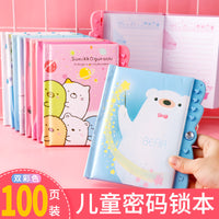 INS Style Cartoon Password Lock Diary Notebook for Students and Girls, Creative Stationery Gift