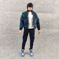 1/6 Scale Doll Zipper Print Jacket Trendy Hoodie Toy Accessories Stand Collar Outfit
