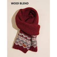 Wool Blend Neck Warmer for Men and Women, Thickened Winter Scarf with Christmas Vibe