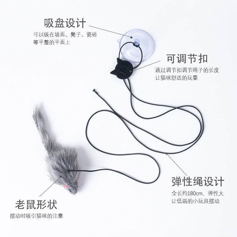 Interactive Hanging Tripod Cat Teaser Toy with Plush Mouse for Indoor Cats