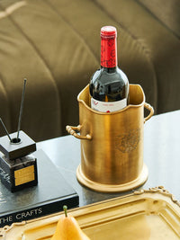 Handcrafted Brass Ice Bucket with Handles for Wine, Champagne, and Beer - Ideal for Home, Hotel, and Restaurant Use