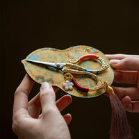 Portable Chinese Style Tassel Tea Scissors with Storage Bag