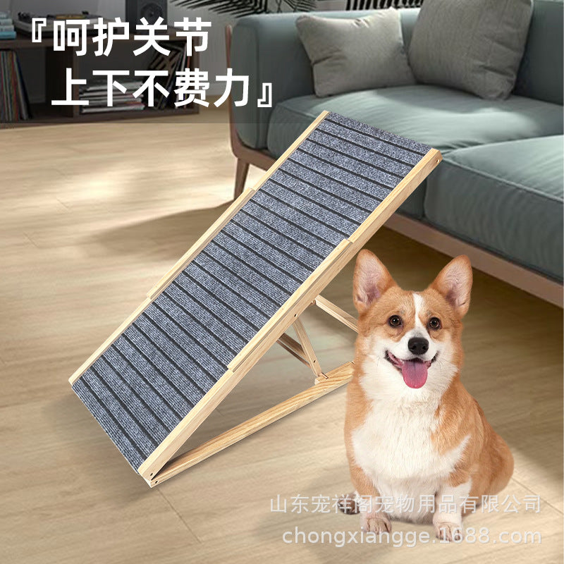 Foldable Wooden Pet Ramp for Dogs - Portable Assistant for High Surfaces - Indoor and Outdoor Use