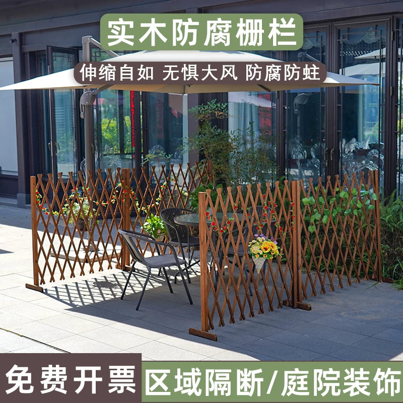 Expandable Wooden Garden Fence Trellis for Outdoor Yard, Pet Barrier, and Plant Support