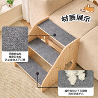 Solid Wood Pet Stairs for Cats and Dogs, Non-Slip Ramp for Small and Elderly Pets, Bedside Sofa Climbing Ladder