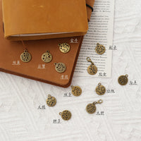 Vintage Bronze Zodiac Bookmark Charms for Journals and Books