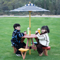 Kids Outdoor Picnic Table and Chair Set with Umbrella - Indoor/Outdoor Activity Furniture for Preschool & Kindergarten