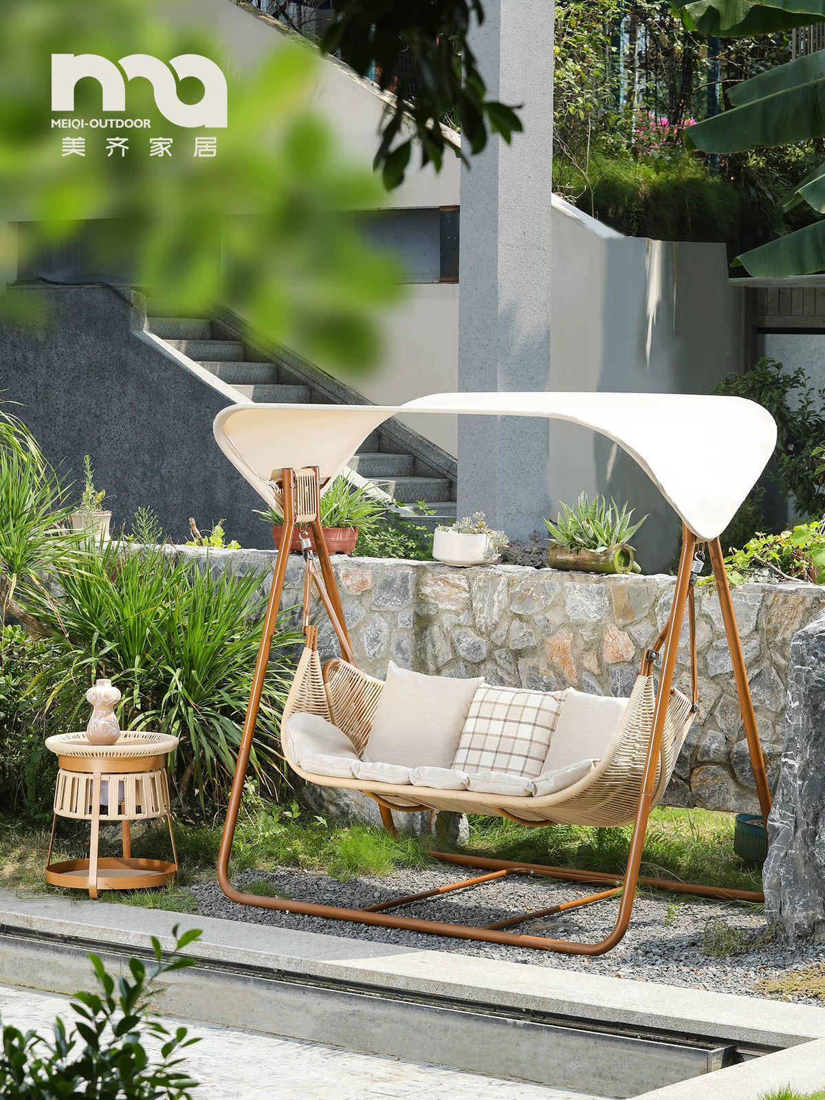 Meiqi Zhizhou Outdoor Swing for Courtyard Villa Balcony Garden Patio Hammock Cradle Chair