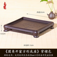 Square Plant Pot Saucer with Drainage, Thickened Resin Tray for Indoor Plants and Bonsai, Faux Wood Design