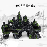 Aquarium Mountain Ornament Resin Fish Tank Decoration Rockery Landscape for Turtle Habitat