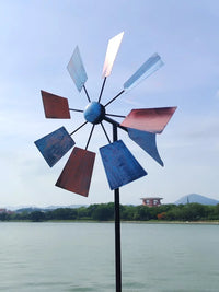 American Style Iron Windmill Weather Vane for Garden & Yard Decor