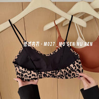 Leopard Print Seamless U-Back Bralette Wireless Breathable Camisole
