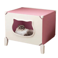 Semi-Enclosed Cat House Bed for All Seasons, Washable Pet Kitten Villa