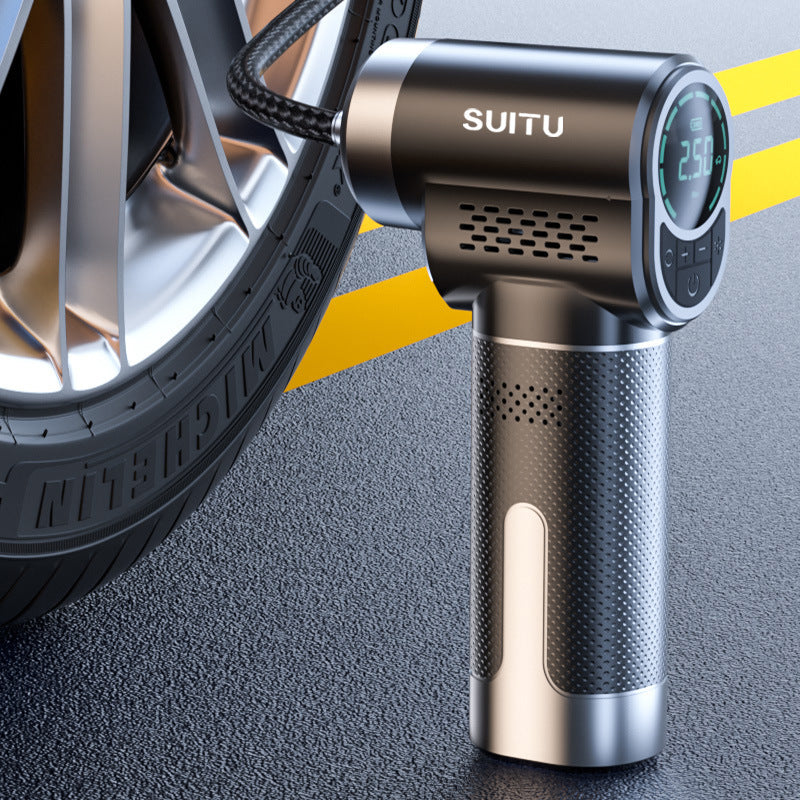 Portable Car Tire Inflator with Wireless Charging and Automatic Shut-off