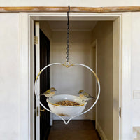 Decorative Iron Bird Feeder for Outdoor Garden, Hanging Wide-Mouth Design