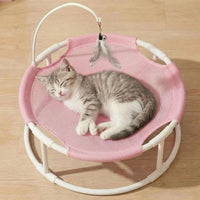 Elevated Breathable Mesh Cat Hammock Bed with Round Stand