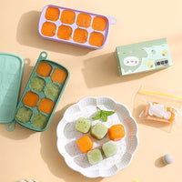 Baby Food Freezer Tray Silicone Ice Cube Mold with Lid for Purees and Solids - BPA Free
