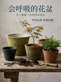 Terracotta Clay Planter Pot for Succulents and Orchids, Breathable Vintage Style