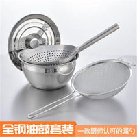 Stainless Steel Commercial Kitchen Oil Storage Container with Lid and Strainer Set