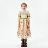 Girls' Little Red Riding Hood Costume Dress with Cape for Halloween Cosplay