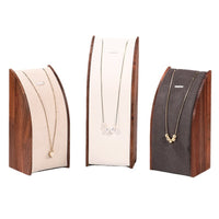 Walnut Wood Curved Necklace Display Stand Set for Pendants and Jewelry