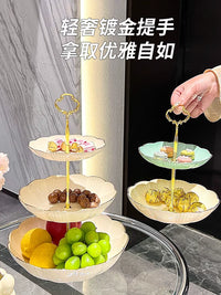 Multi-tier Dessert Stand with Plates for Fruits, Candies, Cakes, and Snacks