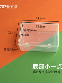 Rectangular Clear Plastic Storage Box with Hinged Lid for Desktop Accessories, Tools, Fishing Gear