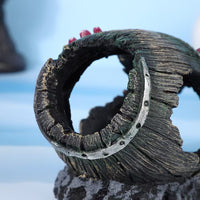 Resin Mossy Pebble Aquarium Ornament with Barrel Hideout