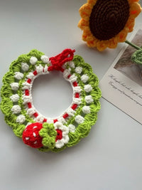 Hand-Woven Pet Collar, Cat Bib, Dog Saliva Towel, Cartoon Kitten Bow Tie Decoration