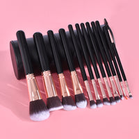 12-Piece Rose Gold Professional Makeup Brush Set with Storage
