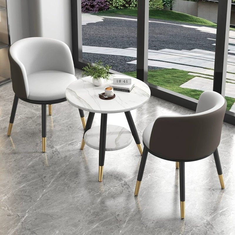 Luxury Balcony Bistro Set, Small Apartment Table and Chairs, 3-Piece Outdoor Leisure Dining Set