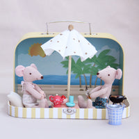 Miniature Suitcase Beach Mouse Doll Set with Furniture for Kids