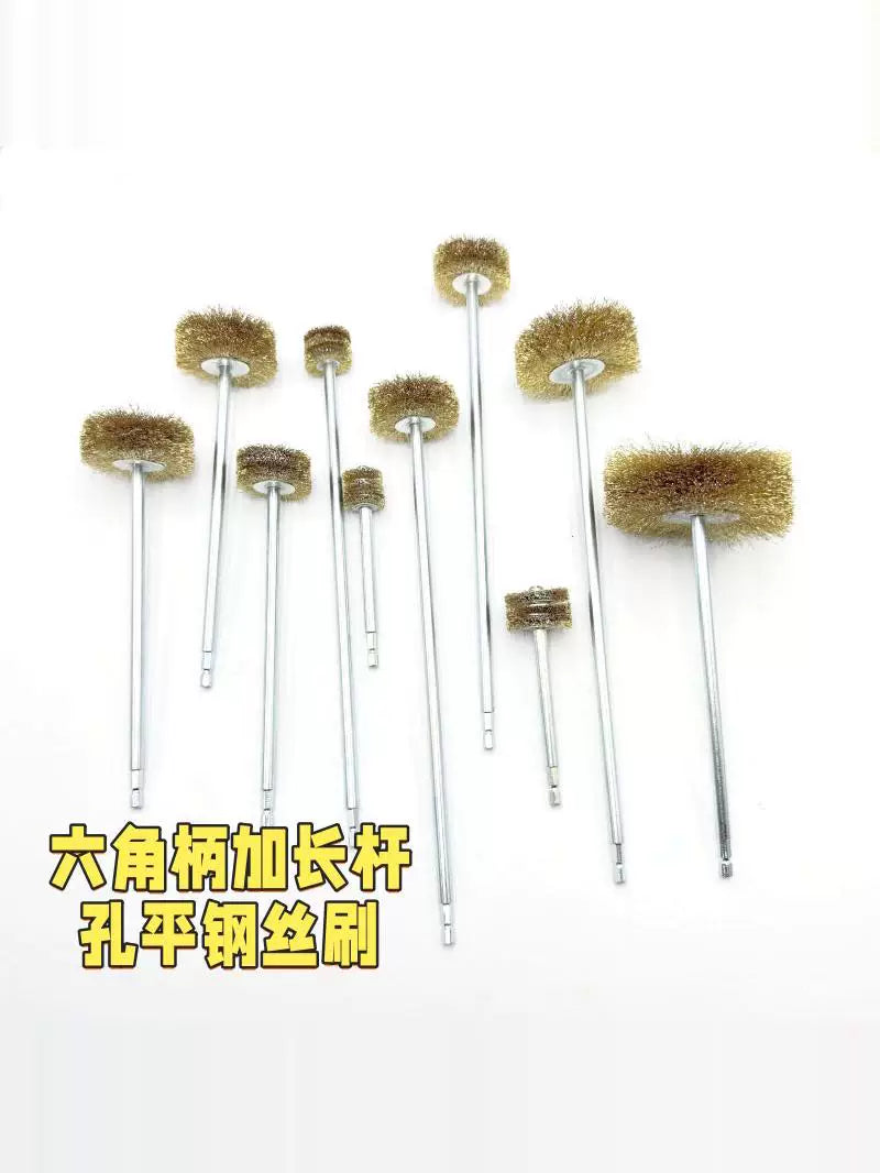 Extended Hex Shank Wire Brush for Power Drills, Boiler Pipe Cleaning and Rust Removal