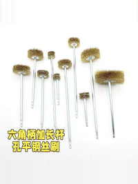 Extended Hex Shank Wire Brush for Power Drills, Boiler Pipe Cleaning and Rust Removal